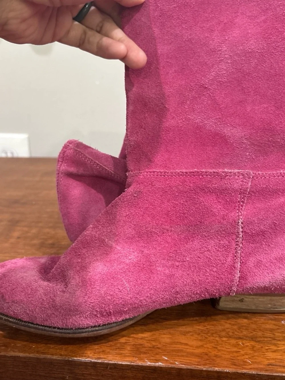 Vintage 80s Women's Pink Suede Knee-High Boots